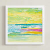 "Colorful Waves" - Art Print in Cadmium by Lucrecia Caporale - Framed