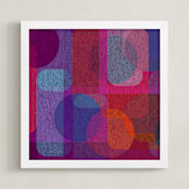 "Scandinavian Modern Revisit" - Art Print in Electric Crimson by Lisa Sundin - Framed