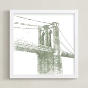 "Brooklyn Bridge" - Art Print in Moss by Paul Berthelot - Framed