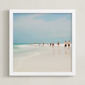 "White Sand" - Art Print in Light Blue by ALICIA BOCK - Framed