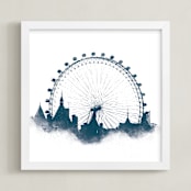"London Eye" - Art Print in Night Sky by Paul Berthelot - Framed