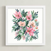 "50s Paperwhites" - Art Print in Bubblegum by Natalie Malan - Framed