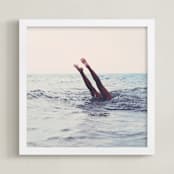 "Summer Handstand" - Art Print in SEA BLUE by ALICIA BOCK - Framed