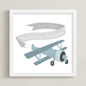 "Vintage Airplane" - Personalized Art Print in Mist by Jessie Steury - Framed