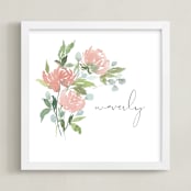 "Watercolor Blooms" - Personalized Art Print in Charcoal by Stacey Meacham - Framed