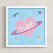 "Planet Heart" - Personalized Art Print in Cotton Candy by Heather Schertzer - Framed