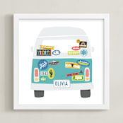 "Van Life" - Personalized Art Print in Aqua by Jessie Steury - Framed