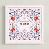 "Framed in Florals" - Personalized Art Print in Rose by Kristen Smith - Framed
