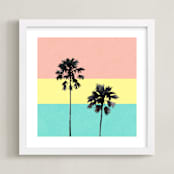"Palm Tree Silhouette" - Art Print in sunshine by Cass Loh - Framed