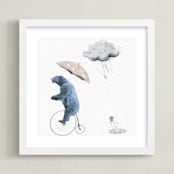 "That's one fast bike, said the Cloud" - Art Print in Polar Bear Blue by Maja Cunningham - Framed