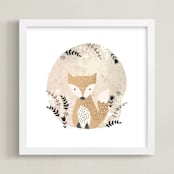 "Woodland - Fox" - Art Print in Pale Orange by Oma N. Ramkhelawan - Framed