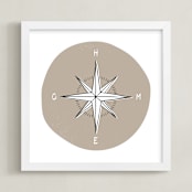 "Traveler's Compass" - Art Print in Warm Fog by Letter19Design - Framed