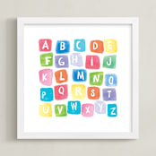 "ABC squares" - Art Print in Primary Red by Amy Hall - Framed