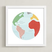 "Wonderful World" - Art Print in retro rainbow by Jessie Steury - Framed