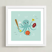 "Sports Fan" - Art Print in Pool by Annie Holmquist - Framed