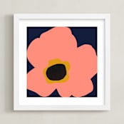 "Flower Power Beauty" - Art Print in Salmon Pink by Deborah Velasquez - Framed