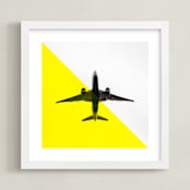 "Flyby" - Art Print in Yellow by Heather Deffense - Framed