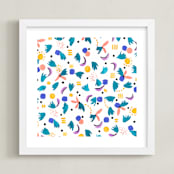 "Geometric plants" - Art Print in White by FERNANDA MARTINEZ - Framed