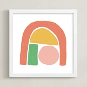"Undercover Shapes" - Art Print in Sherbert by Betsy Siber - Framed
