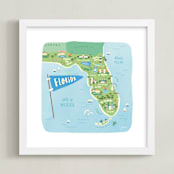 "Sunny Florida" - Art Print in Sky blue by Jennifer Wick - Framed