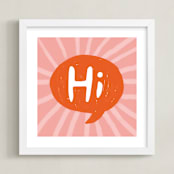 "A Bright Hi" - Art Print in Fire Orange by Karen Schipper - Framed