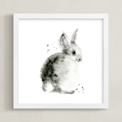 "Bunny2" - Art Print in Cottontail by Lulaloo - Framed