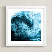 "Crashing Waves" - Art Print in Ocean Blue by Heather Young Art - Framed