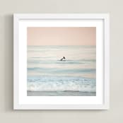 "Waving Good Morning" - Art Print in Ocean Blue by Shannon Howard - Framed