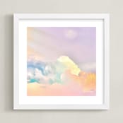 "Ice Cream Clouds" - Art Print in Pastel Rainbow by Melissa Agular - Framed
