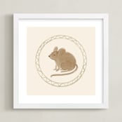 "Woodland Animal Frame - Mouse" - Art Print in Cream by Creo Study - Framed