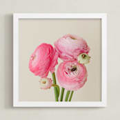 "Friendly Flowers" - Art Print in cotton candy pink by Michelle Westling - Framed
