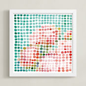 "still life of bouquet in dots: spring" - Art Print in flowers by Cindy Lackey - Framed
