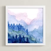 "Cascade Mist" - Art Print in bold navy by Amelia Gluba - Framed