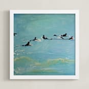 "Paddling Out 2" - Art Print in Sea Blue by Annie Seaton - Framed