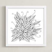 "Doodle swirl &leaves" - Art Print in white by Ramoncita - aticnomar - Framed