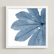 "Leaf in Blue" - Art Print in Heather Blue by Jonathan Brooks - Framed