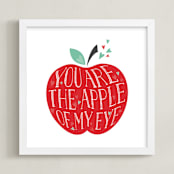 "Lettered Apple of My Eye" - Art Print in Crimson Red by curiouszhi - Framed