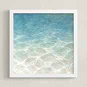"White Sand" - Art Print in Turquoise by Laura Browning - Framed