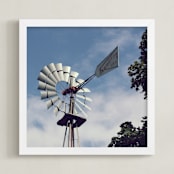 "Aermotor" - Art Print in Sky Blue by Gray Star Design - Framed