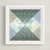 "Scribble Triangle" - Art Print in Green Pastel by Kathleen Ney - Framed