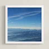 "Layers On High" - Art Print in mountain and sky blue by Jeff Vilkin - Framed