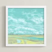 "End of the Road View" - Art Print in Aqua by Hettie Roberts - Framed