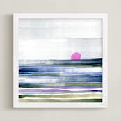 "New Horizon" - Art Print in Ocean Blues by Amy Moen - Framed