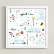 "Washington DC Walking Tour" - Art Print in Marble Blue by Lindsey Balbierz - Framed
