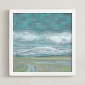 "End of The Road View II" - Art Print in Deep Turquoise by Hettie Roberts - Framed