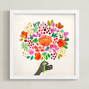 "All is well" - Art Print in coral by Betty Hatchett - Framed