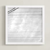 "Skywires 15" - Art Print in Misty White by Sonia L. Johansen - Framed