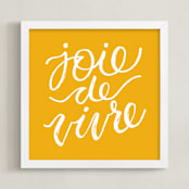 "joie de vivre lettering" - Art Print in Honey Bee by Sam Dubeau - Framed