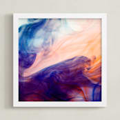 "Blue into Orange" - Art Print in deep blue and orange by Alexis Arnold - Framed
