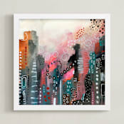 "Magical City" - Art Print in Blush Pink by Melanie Biehle - Framed